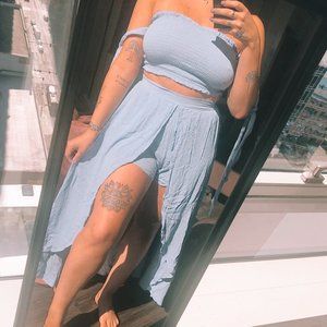 Light Blue Crop and Skirt